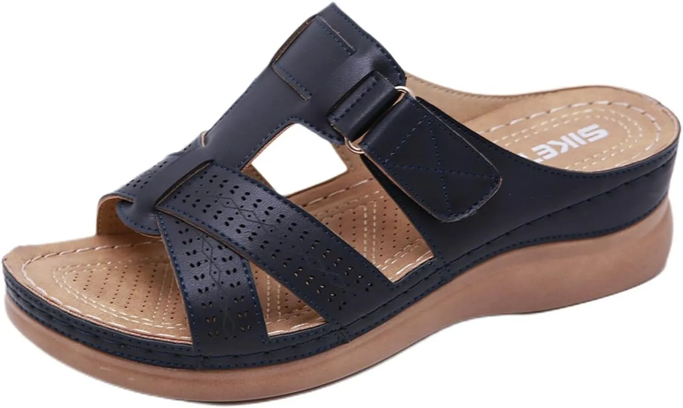 Womens Sandals Wedges Platform Non Slip Shoes Open Toe Walking Sandals Breathable Comfortable Beach Slippers Arch Support Flip Flops Wide Width Wedges for Summer Dressy