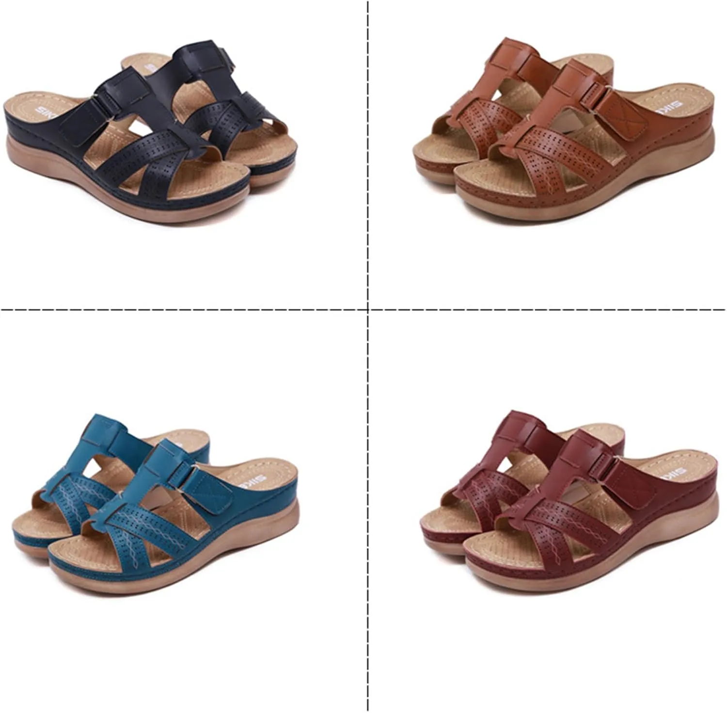 Womens Sandals Wedges Platform Non Slip Shoes Open Toe Walking Sandals Breathable Comfortable Beach Slippers Arch Support Flip Flops Wide Width Wedges for Summer Dressy