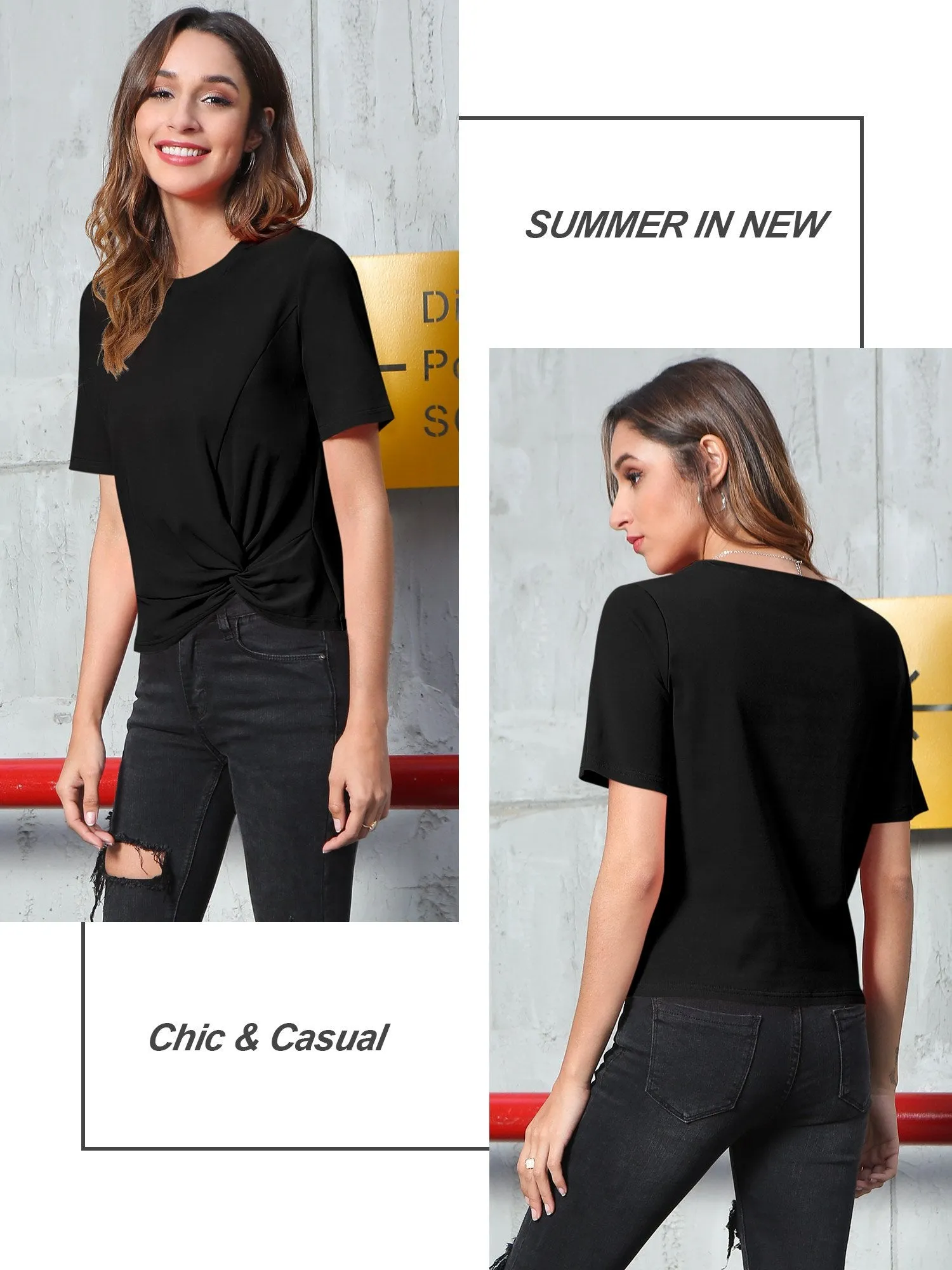 Women's Short Sleeve Twist Knot T Shirt