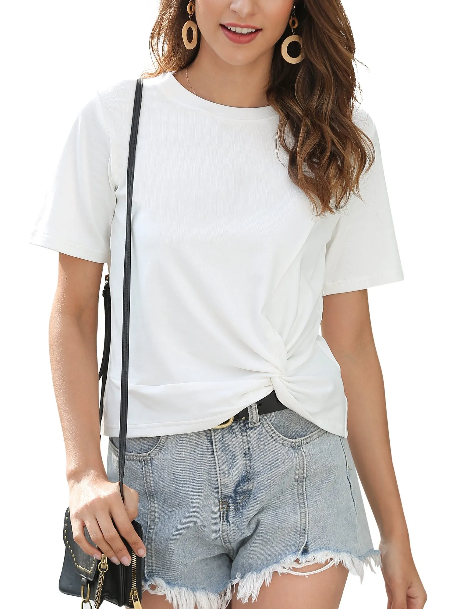 Women's Short Sleeve Twist Knot T Shirt