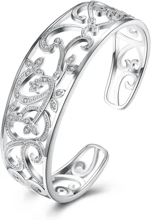 Women's Silver Bracelets Handmade Bracelets 925 Sterling Silver Bangle Bracelet Stackable Bangles for Women