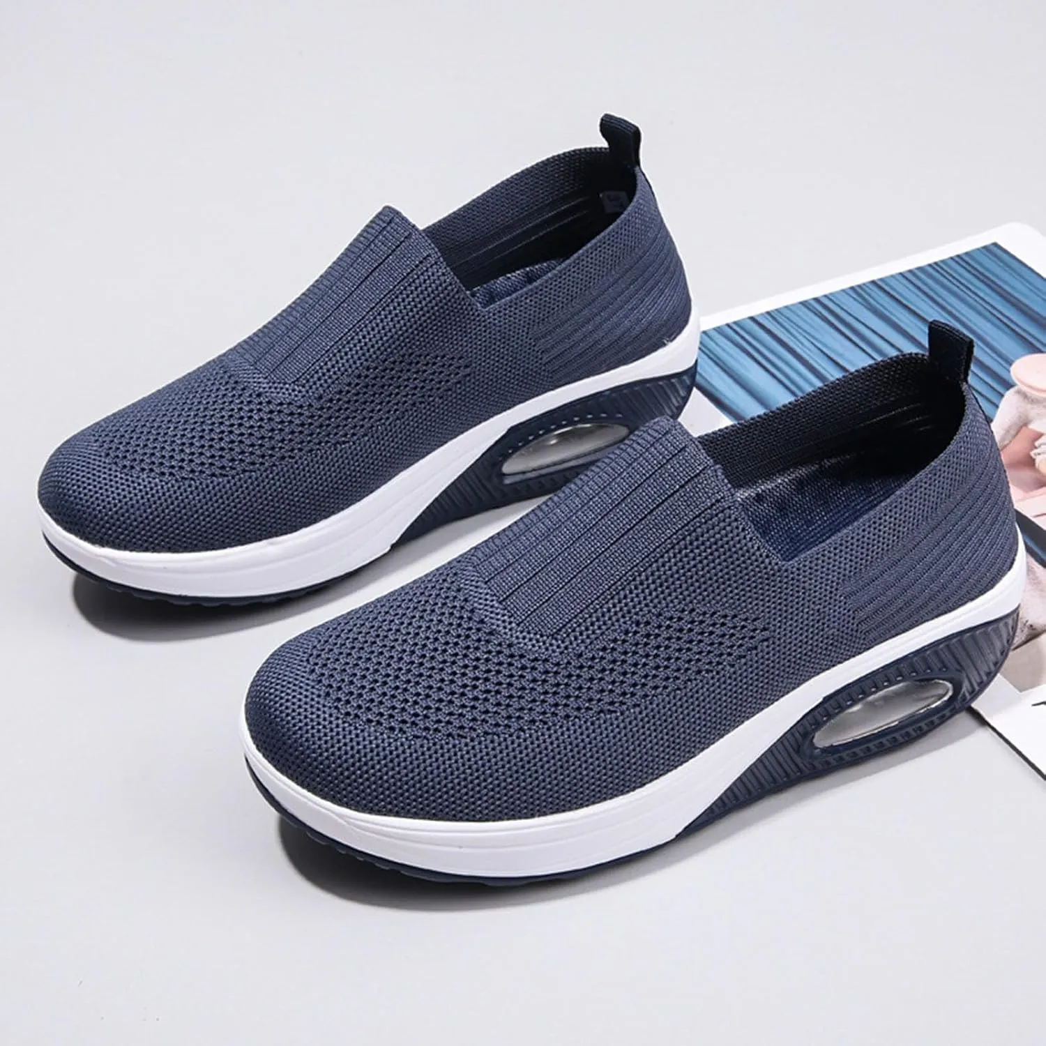 Women's Soft Sole Mesh Comfort Orthopedic Shoes with Arch Support Fit Hands Slip on Go Walking Slip Sneakers