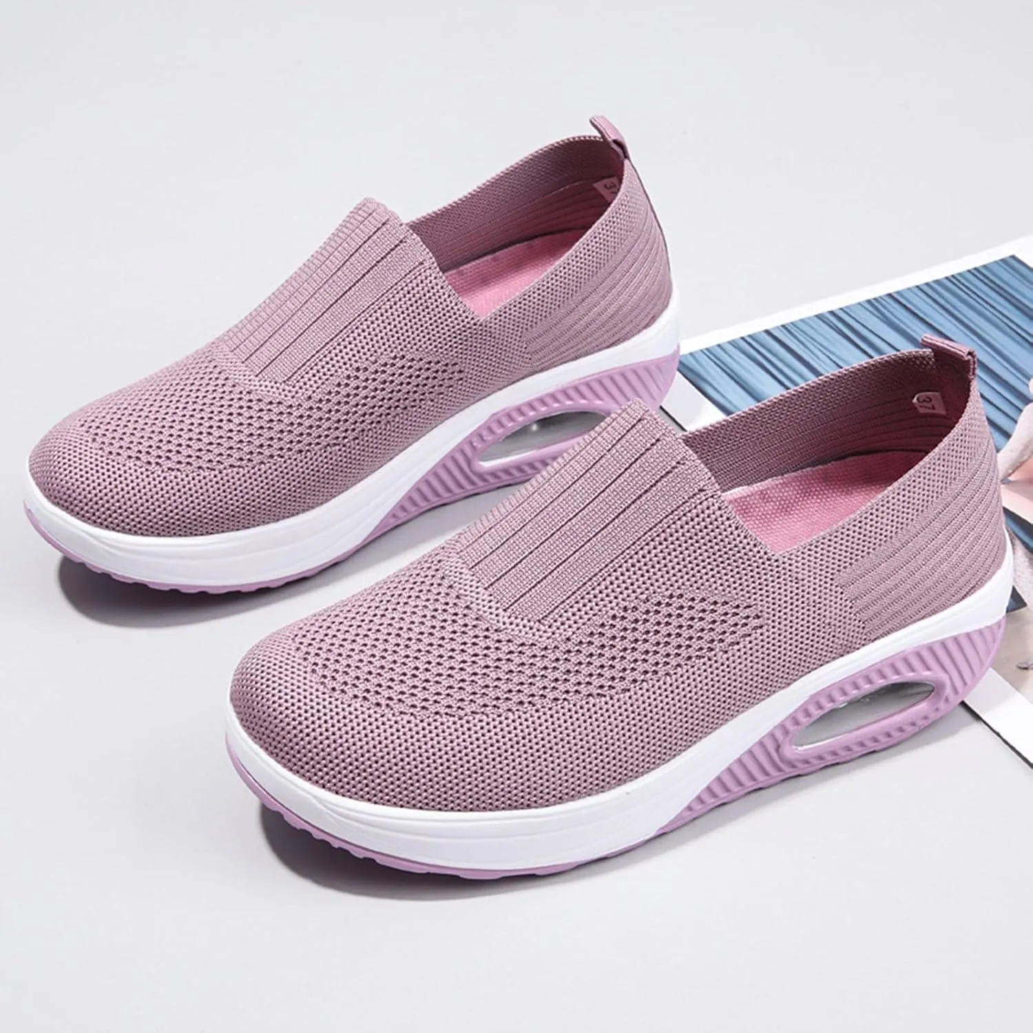 Women's Soft Sole Mesh Comfort Orthopedic Shoes with Arch Support Fit Hands Slip on Go Walking Slip Sneakers