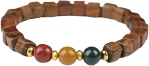Wooden Bracelets for Women Men Stretch Beaded String Buddha Wood Blessing Bracelets Diffuser Bracelets for Essential Oils Simple Calming Anxiety Prayer Beads Luck Charm Bracelet