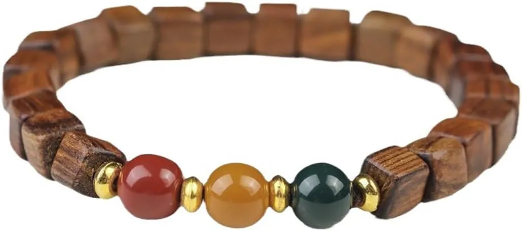 Wooden Bracelets for Women Men Stretch Beaded String Buddha Wood Blessing Bracelets Diffuser Bracelets for Essential Oils Simple Calming Anxiety Prayer Beads Luck Charm Bracelet