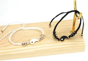 Wort&Trust Yin Yang Bracelets Tai Chi Bracelet Bff Bracelets for 2 Best Friend Best Friend Bracelets for 2 Matching, Large, Black,white