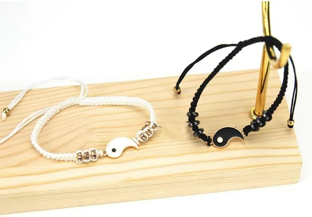 Wort&Trust Yin Yang Bracelets Tai Chi Bracelet Bff Bracelets for 2 Best Friend Best Friend Bracelets for 2 Matching, Large, Black,white