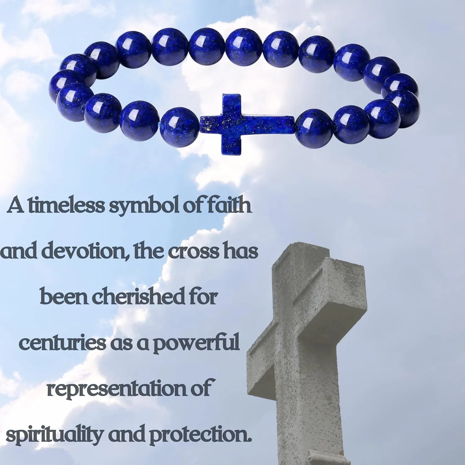 XIANNVXI Crystal Bracelet for Women Men 8 mm Natural Stone Beaded Bracelets Cat Bracelets Cross Bracelets Heart Bracelelt Jewelry for Women Birthday Gifts Stretch Bracelet