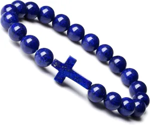 XIANNVXI Crystal Bracelet for Women Men 8 mm Natural Stone Beaded Bracelets Cat Bracelets Cross Bracelets Heart Bracelelt Jewelry for Women Birthday Gifts Stretch Bracelet