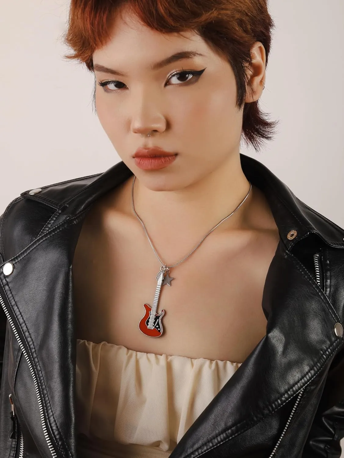 Y2K Grunge Punk Rock Guitar Cool Pendant Necklace Jewelry for Women