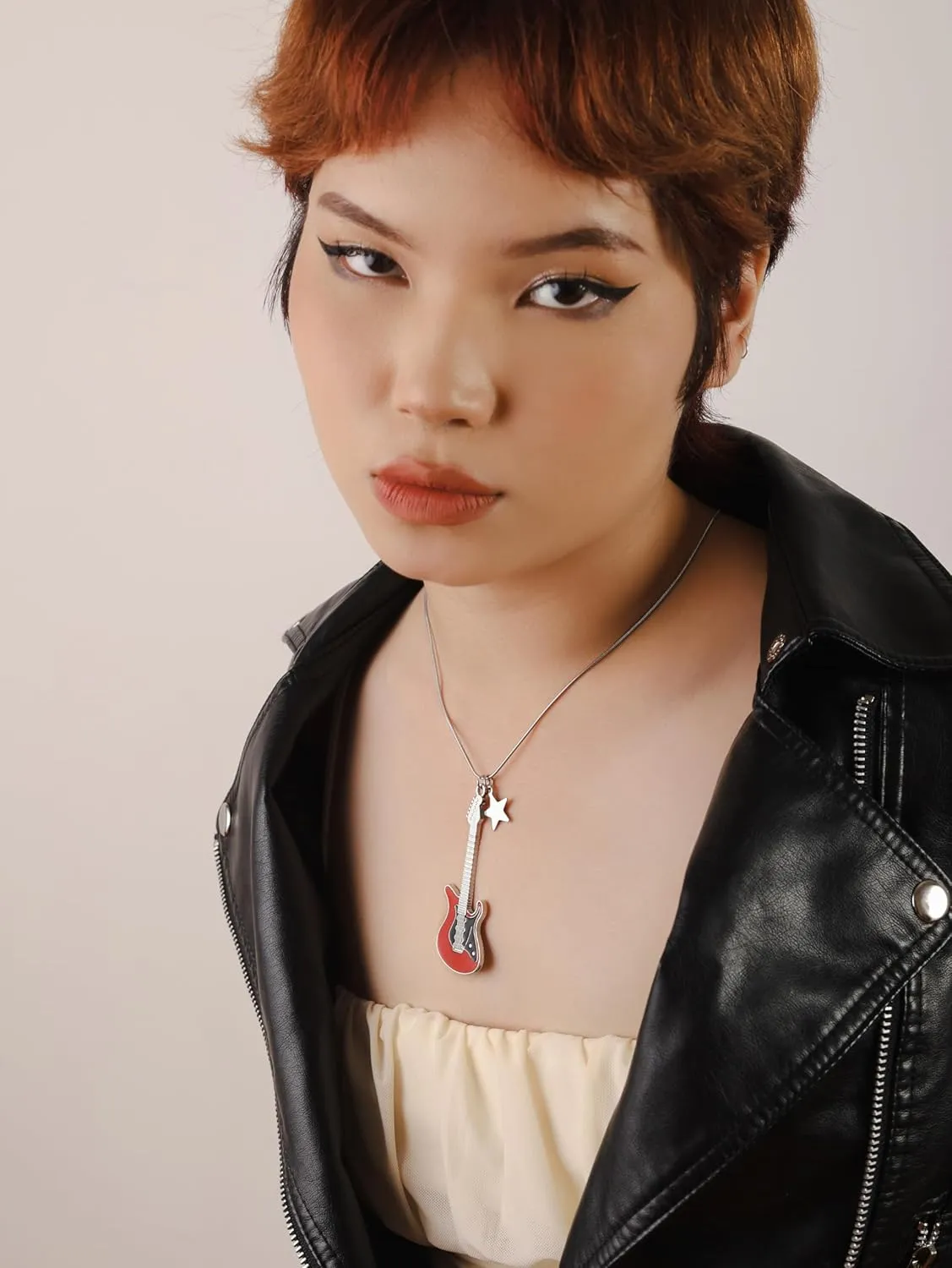 Y2K Grunge Punk Rock Guitar Cool Pendant Necklace Jewelry for Women