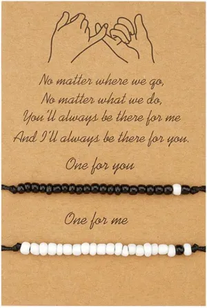yaozeio Pinky Promise Bracelet for Couples Fiance Gifts for Couple Bracelets for Boyfriend and Girlfriend Gf Gifts for Your Bf Mother Son Bracelets Set for 2