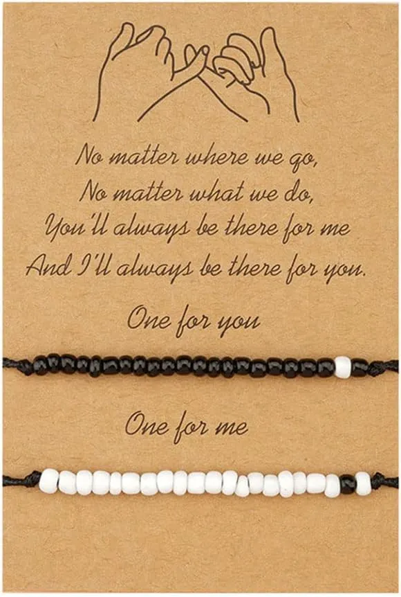 yaozeio Pinky Promise Bracelet for Couples Fiance Gifts for Couple Bracelets for Boyfriend and Girlfriend Gf Gifts for Your Bf Mother Son Bracelets Set for 2