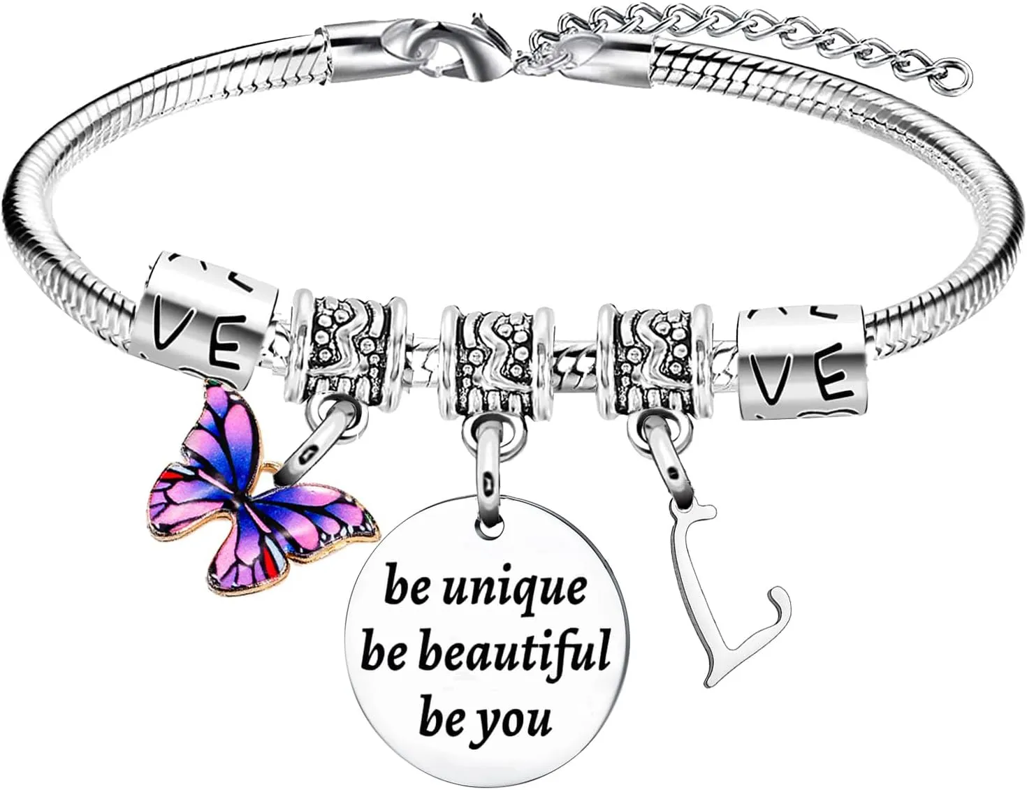 YEEQIN Inspirational Gifts Initial Bracelets For Women Friends Butterfly Bracelets Charm Bracelets For Sister Daughter Granddaughter 26 Letters Alphabet Bracelets