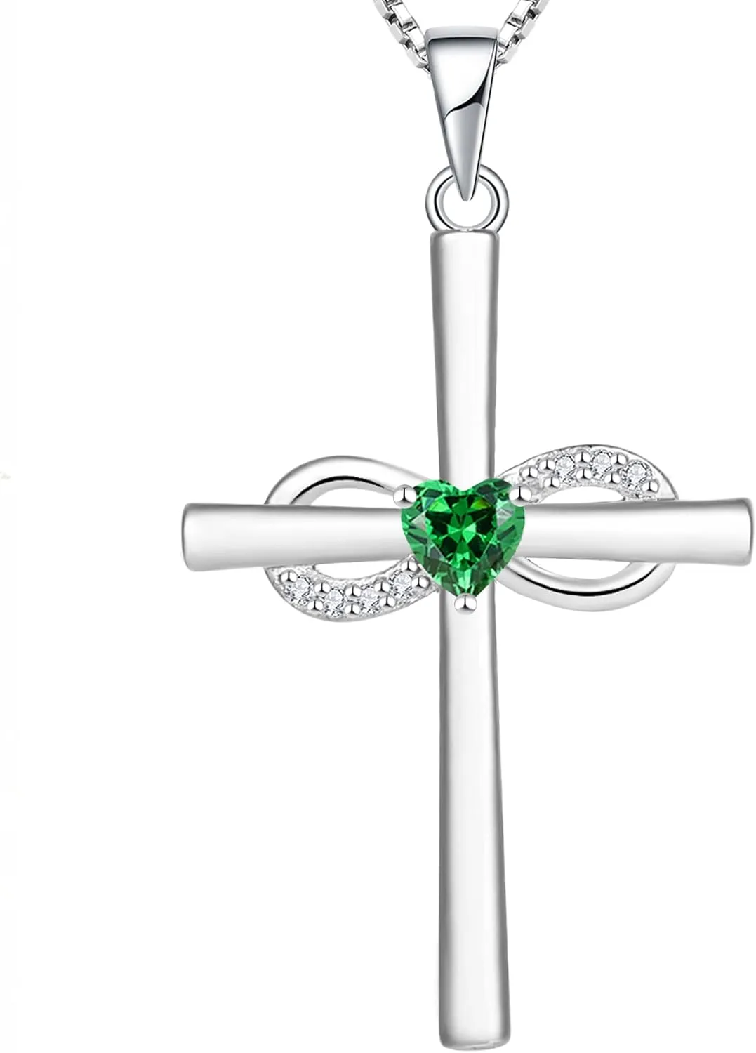 YL Infinity Cross Necklace Sterling Silver Crucifix Pendant Gemstones Criss Jewelry for Women