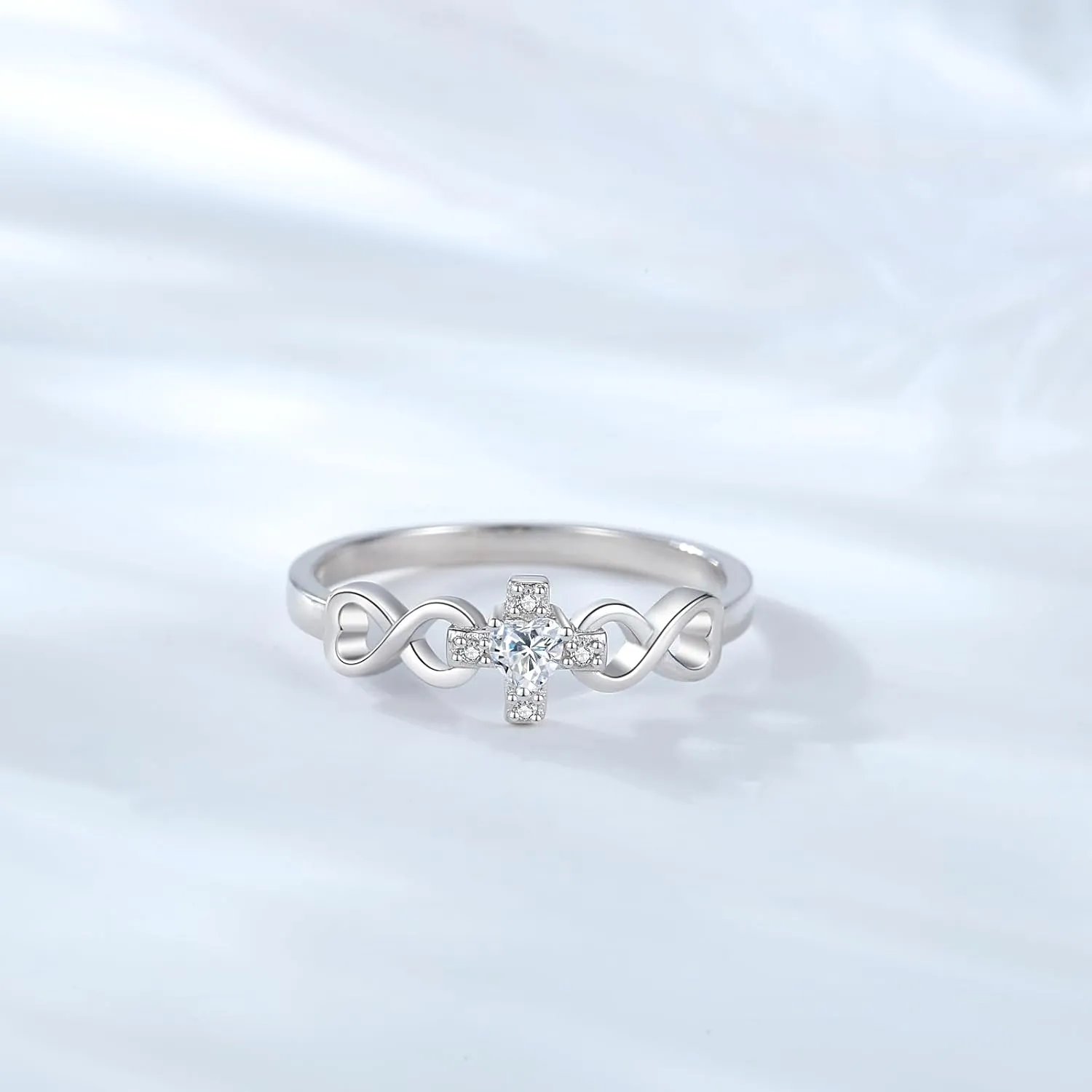 YLT 925 Sterling Silver Christian Cross Infinity Rings Inspirational Faith Bible Verse Ring Gift for Women Teens