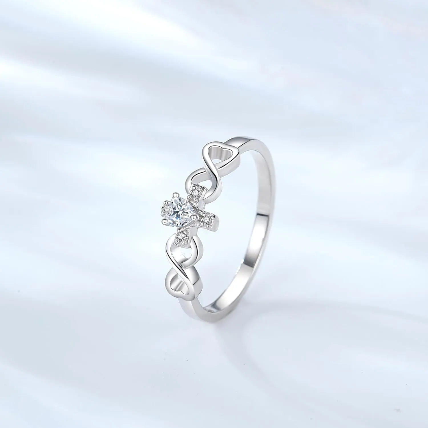 YLT 925 Sterling Silver Christian Cross Infinity Rings Inspirational Faith Bible Verse Ring Gift for Women Teens