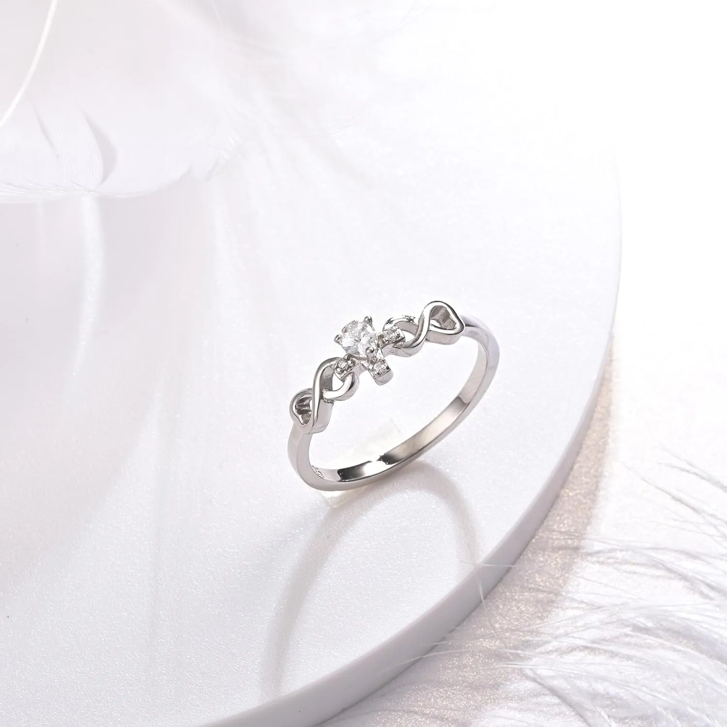 YLT 925 Sterling Silver Christian Cross Infinity Rings Inspirational Faith Bible Verse Ring Gift for Women Teens