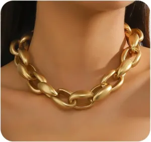 YOOESTORES82 Chunky Gold Cuban Chain Choker Necklaces,Trendy Punk Hip Hop Style Link Chain Necklaces,Dainty Exaggerated Accessories Jewelry Gifts for Women