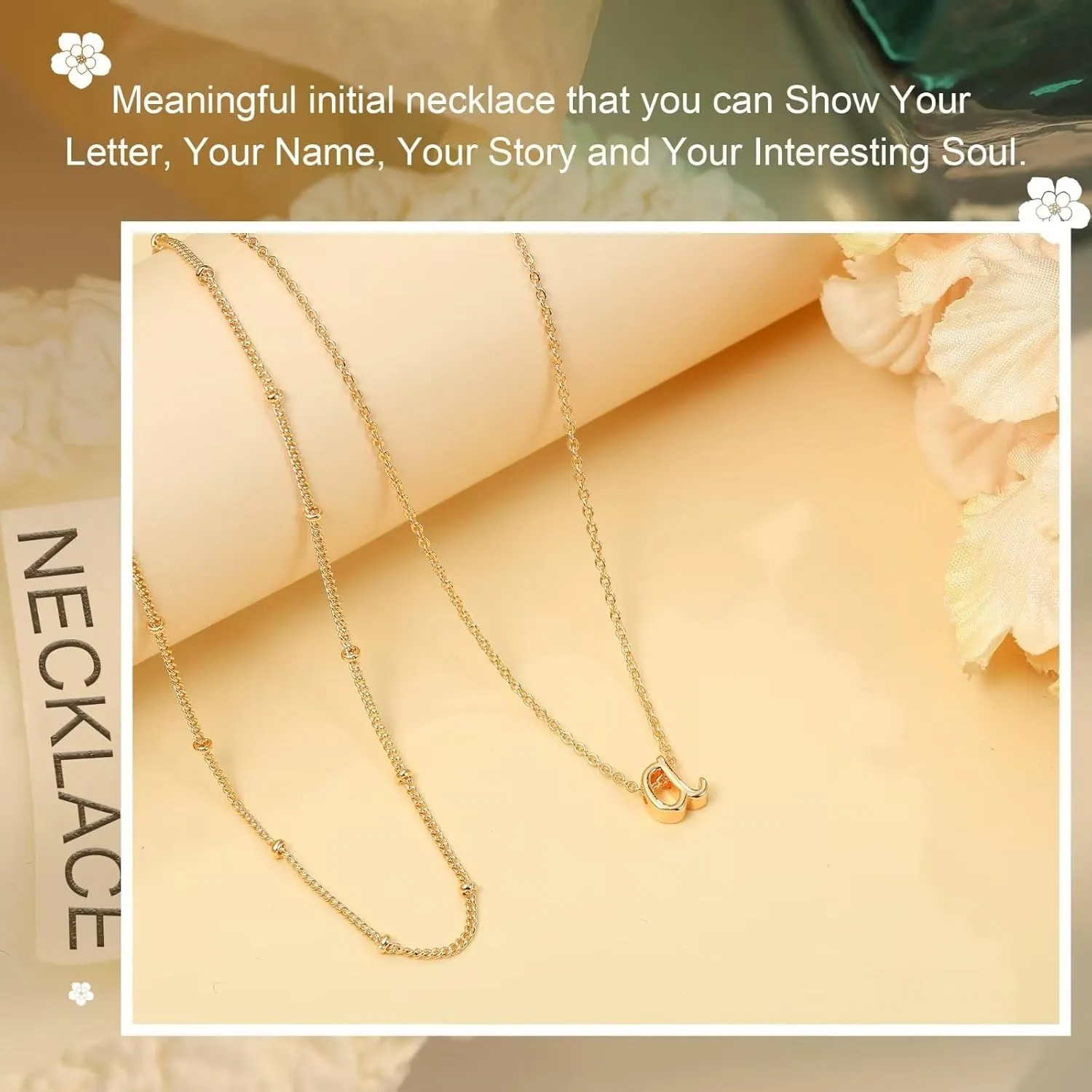 Yoosteel Layered Initial Necklaces for Women, 14K Gold Plated Dainty Layering Letter Necklace Personalized Monogram Layered Gold Silver Initial Necklaces for Women Jewelry