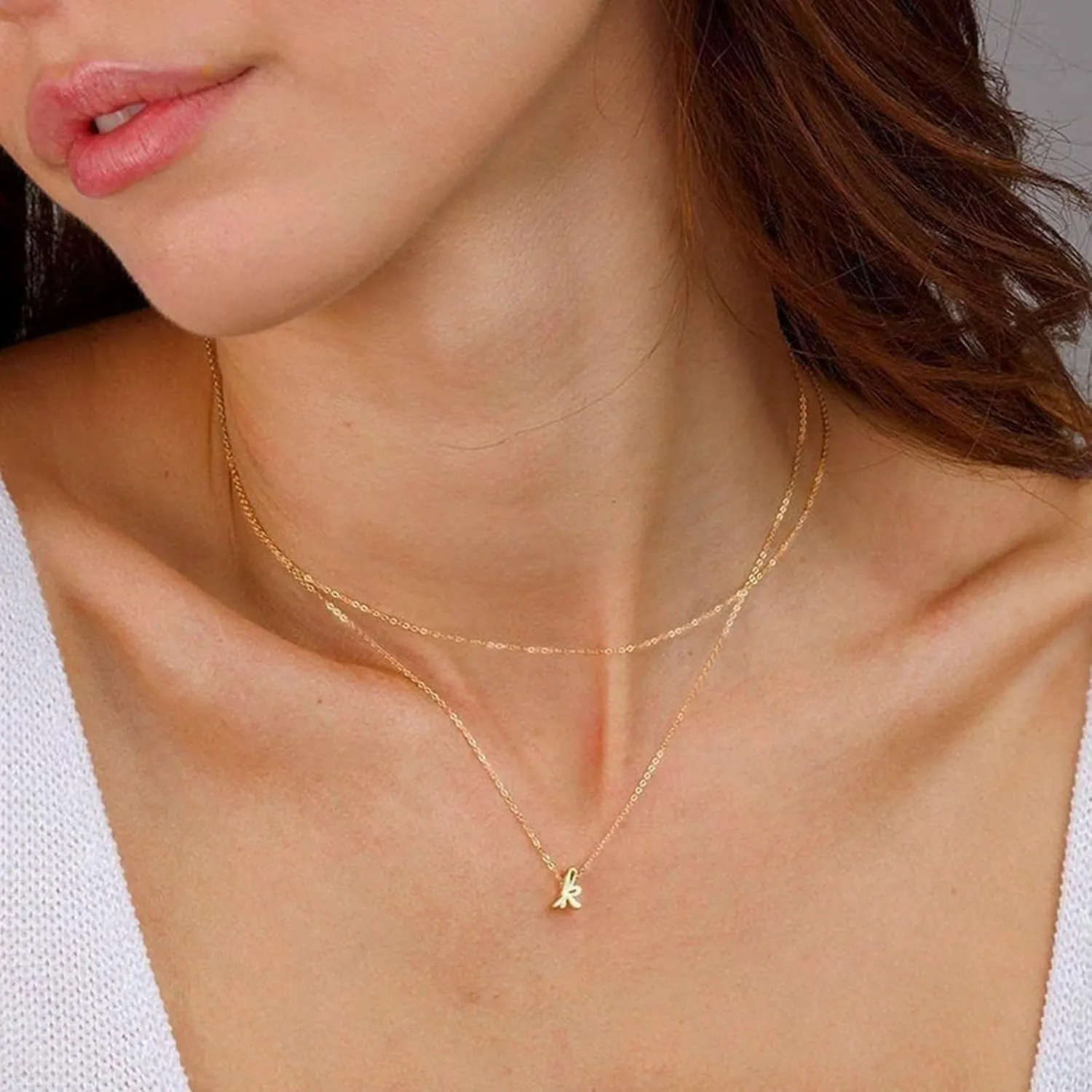 Yoosteel Layered Initial Necklaces for Women, 14K Gold Plated Dainty Layering Letter Necklace Personalized Monogram Layered Gold Silver Initial Necklaces for Women Jewelry