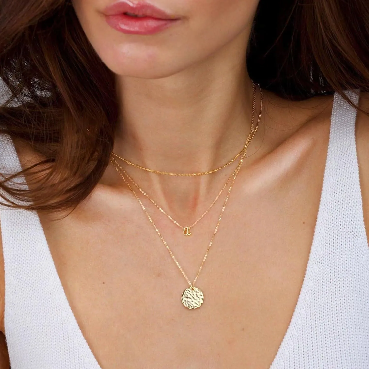 Yoosteel Layered Initial Necklaces for Women, 14K Gold Plated Dainty Layering Letter Necklace Personalized Monogram Layered Gold Silver Initial Necklaces for Women Jewelry