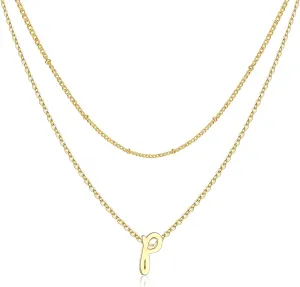 Yoosteel Layered Initial Necklaces for Women, 14K Gold Plated Dainty Layering Letter Necklace Personalized Monogram Layered Gold Silver Initial Necklaces for Women Jewelry