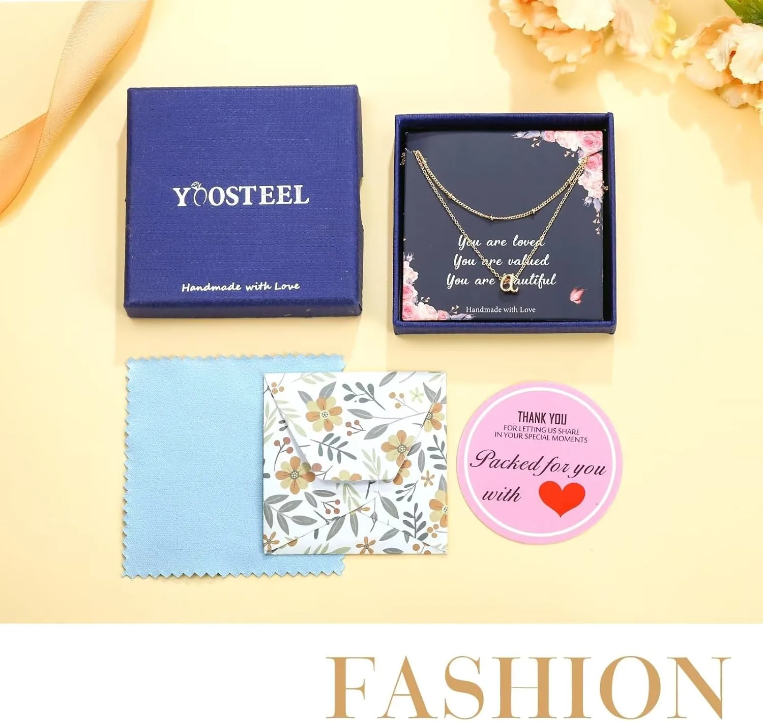 Yoosteel Layered Initial Necklaces for Women, 14K Gold Plated Dainty Layering Letter Necklace Personalized Monogram Layered Gold Silver Initial Necklaces for Women Jewelry