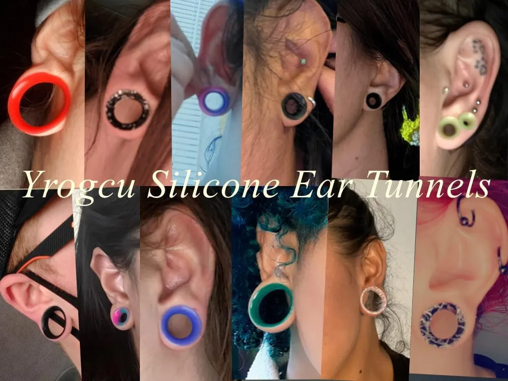 Yrogcu Ear Tunnels Plugs Piercing Set : Double Flared Hollow Soft-Silicone Ear Tunnels and Plugs Ear Gauges Ear Expander Stretcher Body Piercing Jewelry 8g-1" Collection