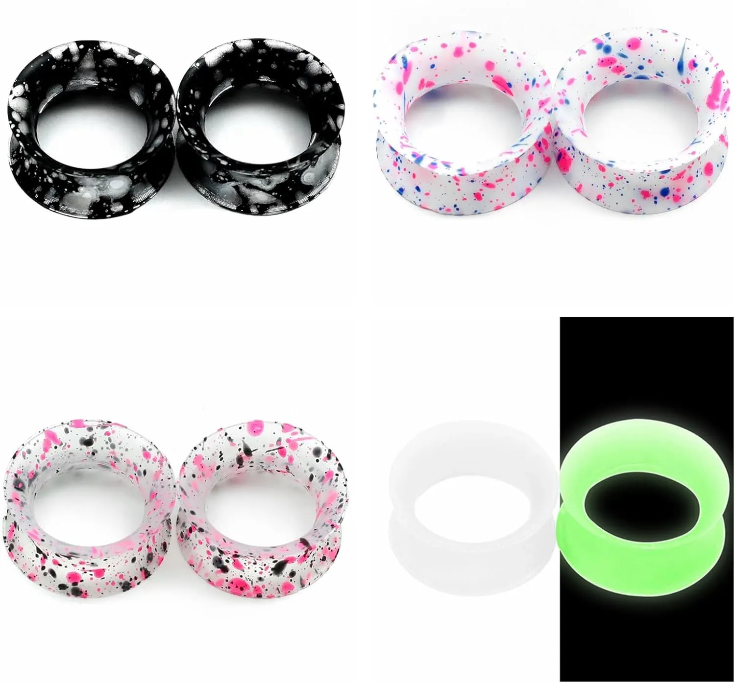 Yrogcu Ear Tunnels Plugs Piercing Set : Double Flared Hollow Soft-Silicone Ear Tunnels and Plugs Ear Gauges Ear Expander Stretcher Body Piercing Jewelry 8g-1" Collection