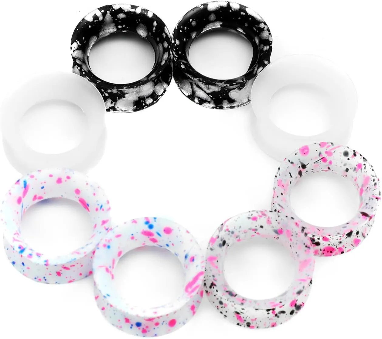 Yrogcu Ear Tunnels Plugs Piercing Set : Double Flared Hollow Soft-Silicone Ear Tunnels and Plugs Ear Gauges Ear Expander Stretcher Body Piercing Jewelry 8g-1" Collection