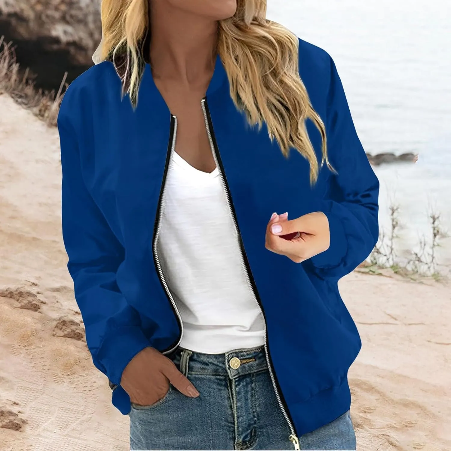 Zip Up Jackets for Women 2025 Fall Plain/Graphic Lightweight Jacket Teen Girl Bomber Jacket Winter Outerwear Coat