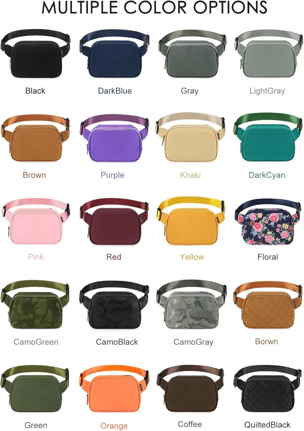 ZORFIN Belt Bag for Women Men Fashionable Crossbody Fanny Packs for Women with Adjustable Strap for Hiking Running Travel (Quilted Brown)