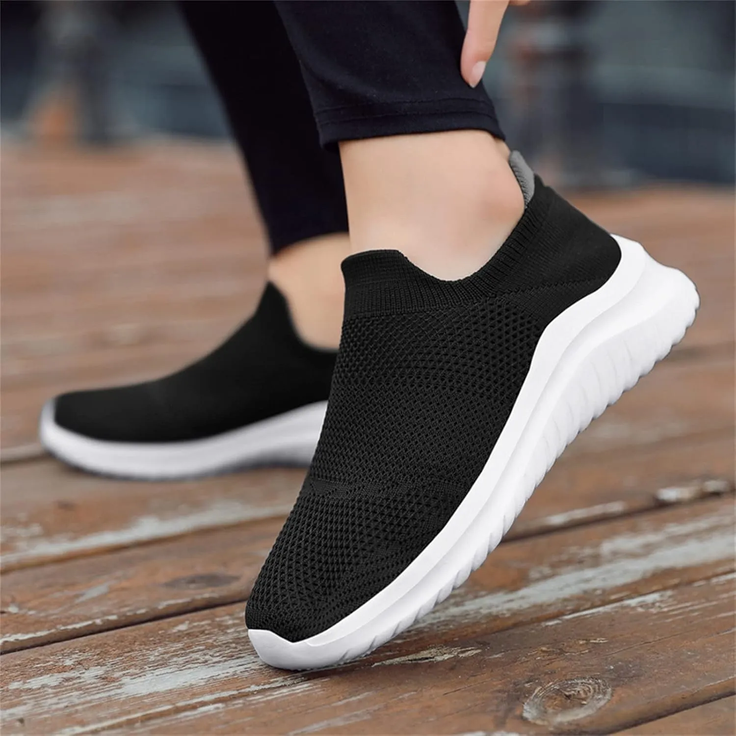 ZSpzx Women's Walking Shoes with Arch Support Mesh Flat Breathable Slip on Sneakers for Plantar Fasciitis Mesh Trainers Comfortable Casual Athletic Running Jogging Shoes for Gym Travel Daily Wear