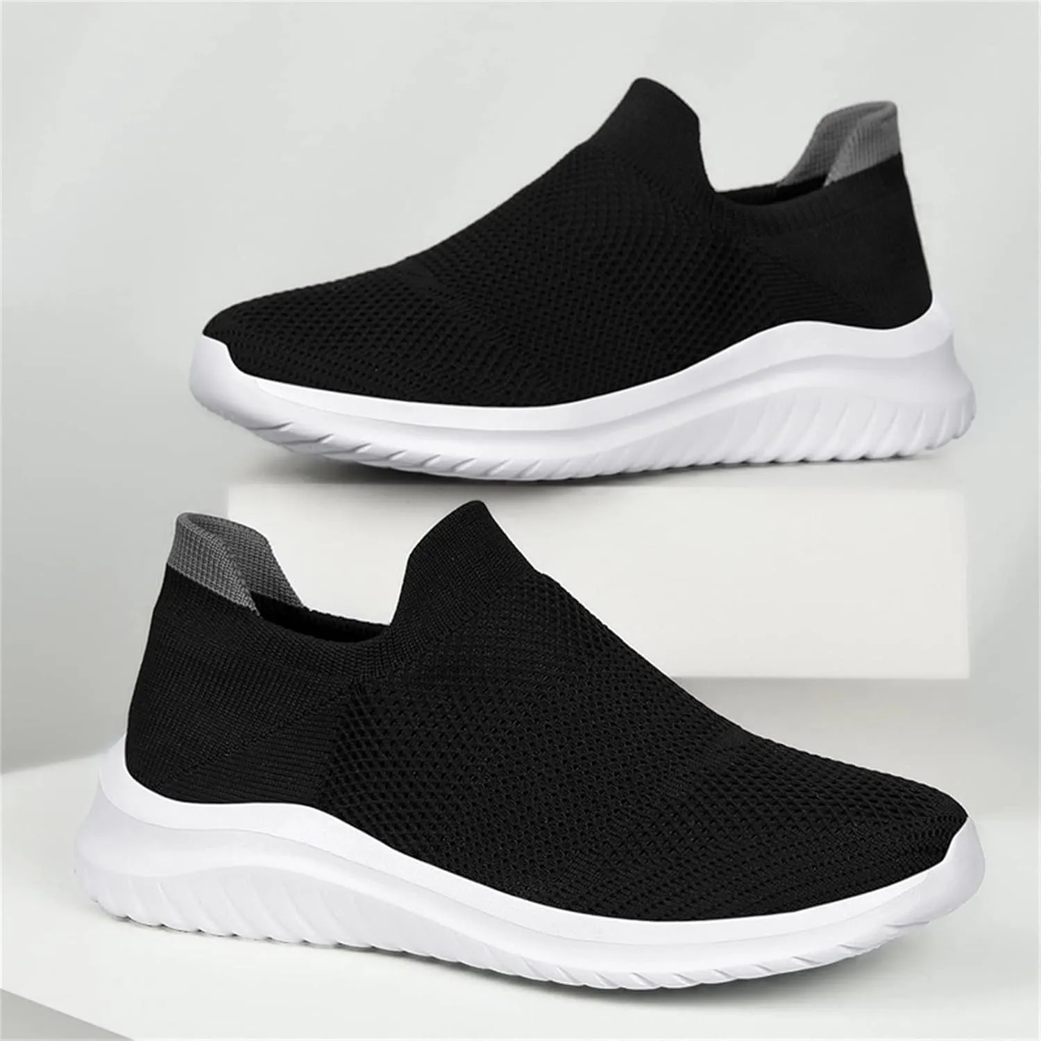 ZSpzx Women's Walking Shoes with Arch Support Mesh Flat Breathable Slip on Sneakers for Plantar Fasciitis Mesh Trainers Comfortable Casual Athletic Running Jogging Shoes for Gym Travel Daily Wear